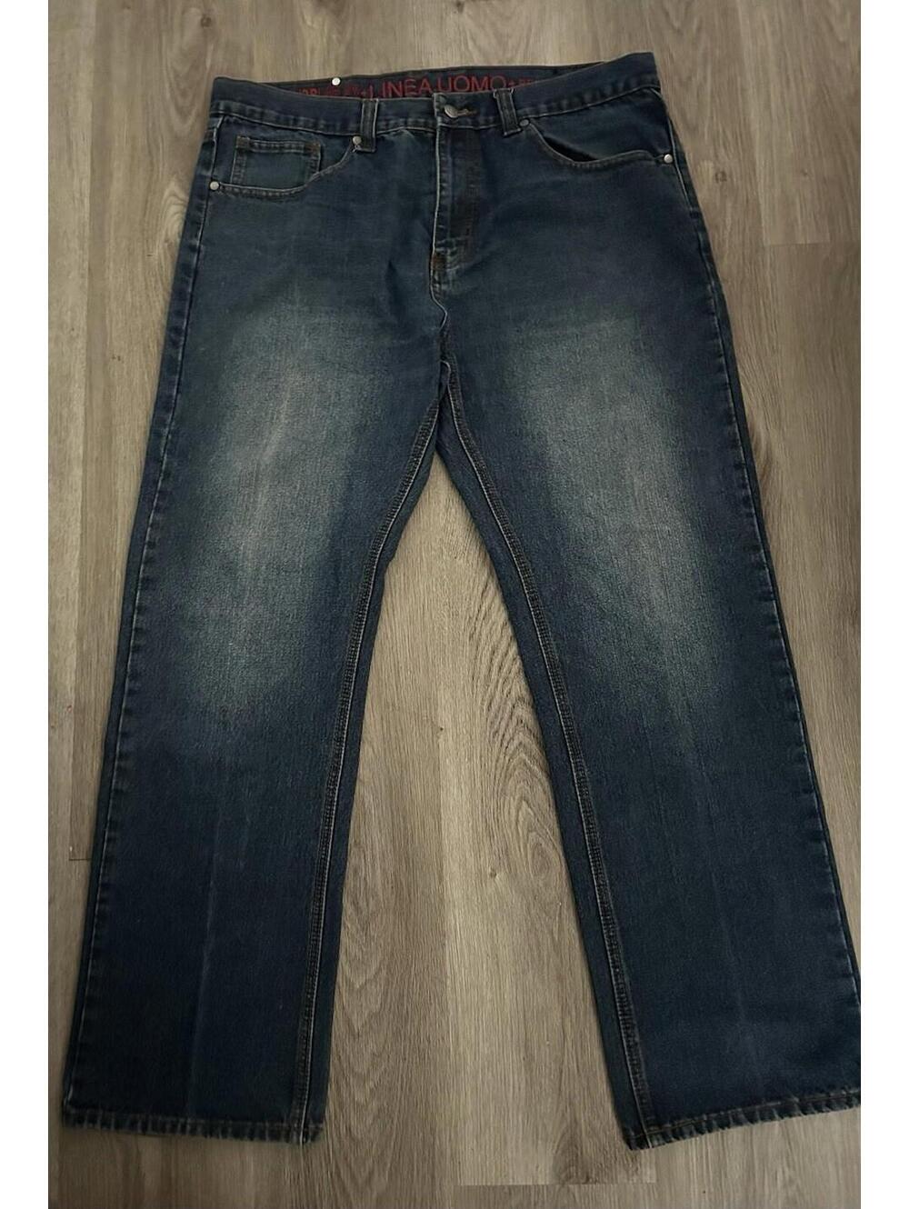 LINEA UOMO RELAXED Straight Fit Denim Blue Jeans Mens Size 38 X 32